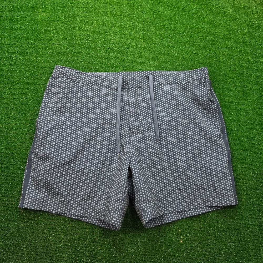 Fair Harbor Mens Size 36 Blue Cross Pattern Swim Board Shorts Recycled Stretch